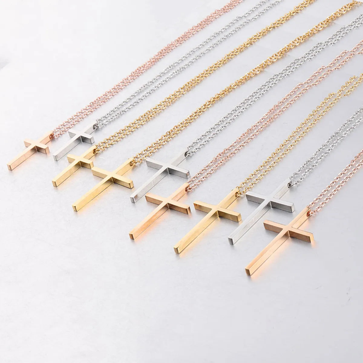 Necklaces Buffing Tips-Simple Style Cross Stainless Steel Titanium Steel Plating 18k Gold Plated Rose Gold Plated Pendant Necklace