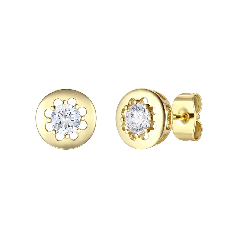 Green Made Earrings-Vilette Moissanite Solitaire Modern Bezel Stud Earrings