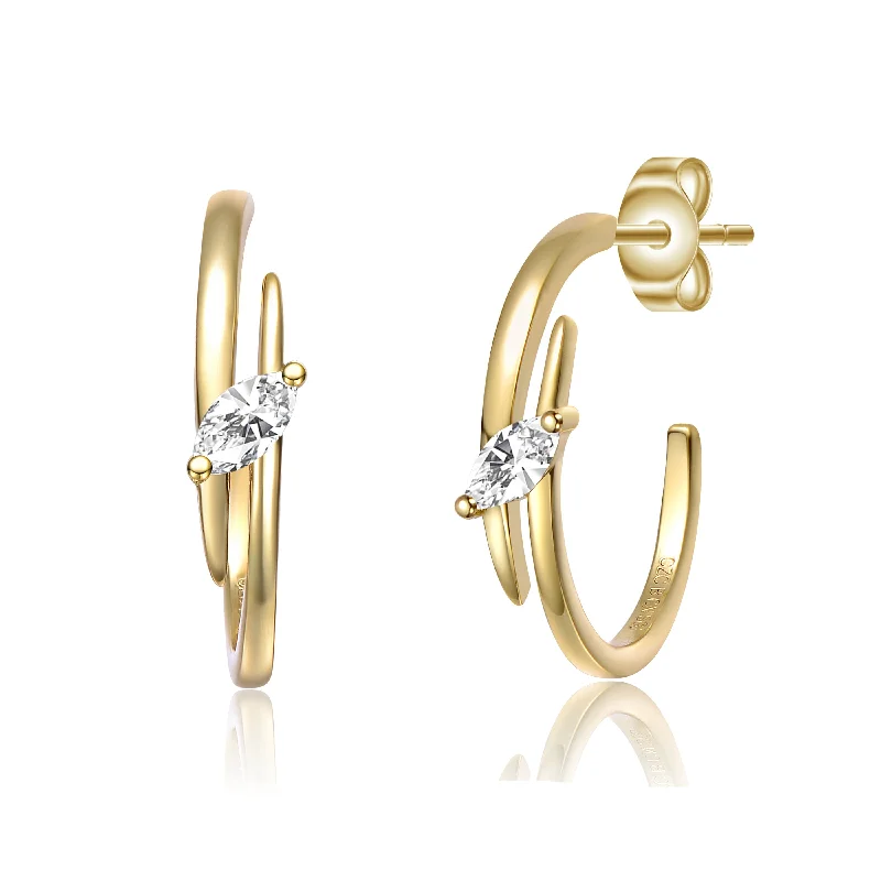 Earrings For Skirt Styles-Cléo Crossover C-Hoop Earrings