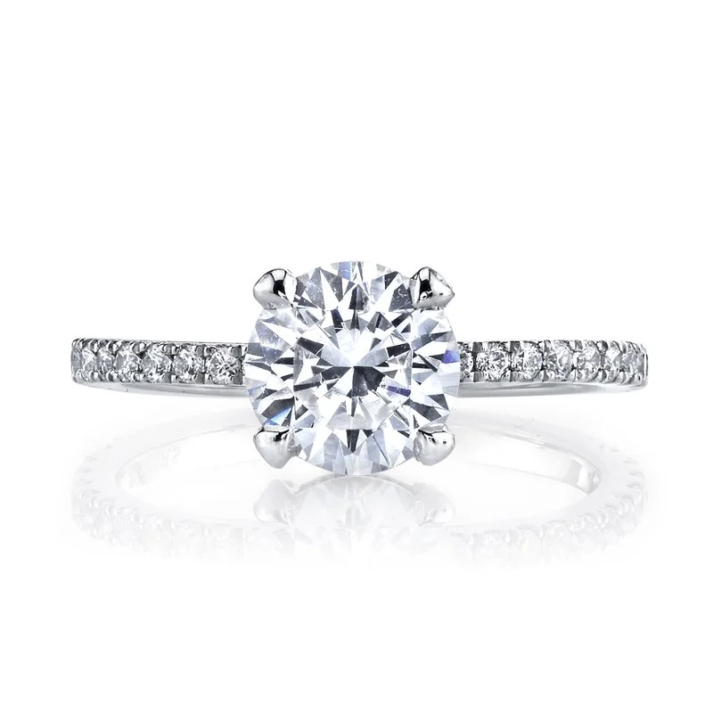 Rings For Baby Girls-Solitaire Ring Setting with Diamond Band, Diamond Prongs and Hidden Halo