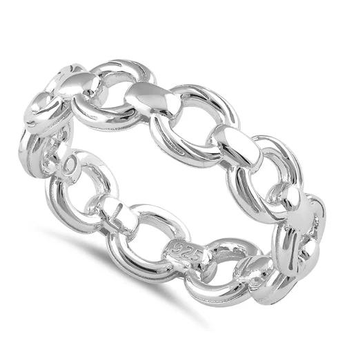 Rings Ease Tips-Sterling Silver Thick Trendy Chain Band Ring