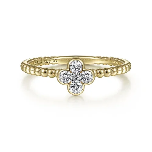 Rings Care Rules-Diamond Clover Stackable Band in 14K Yellow Gold