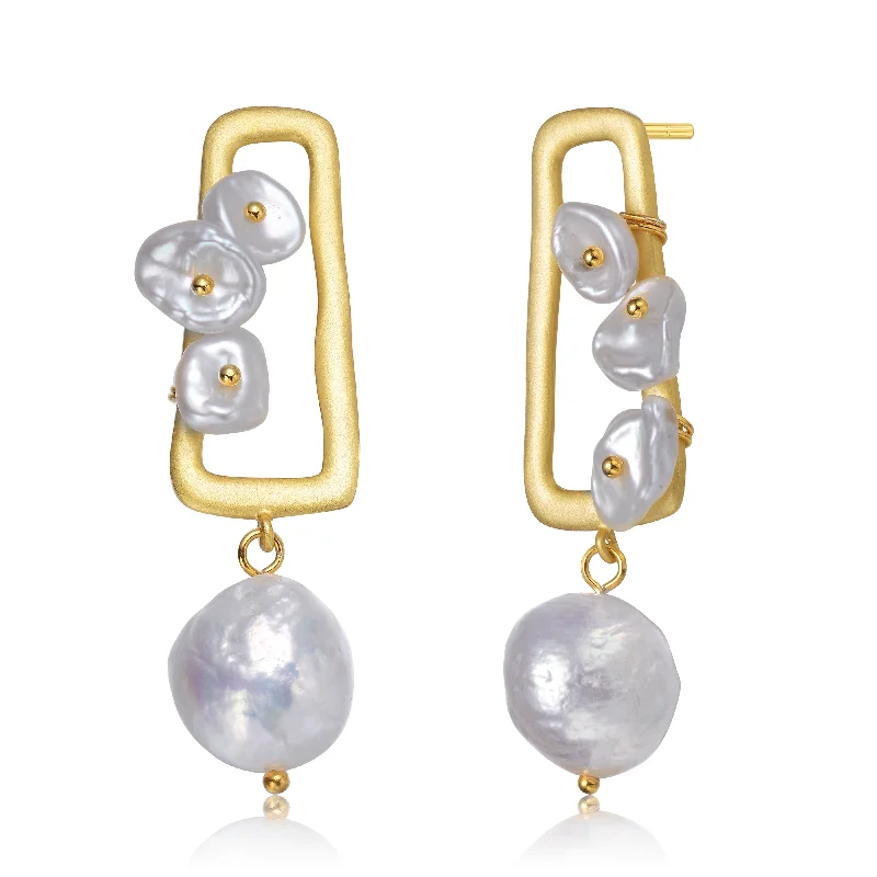 Fine Earrings For Class-Brigitte Boho Pearl Drop Earrings