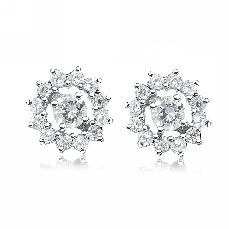 Earrings Fit Rating-Sterling Silver Clear Cubic Zirconia Wreath Earrings