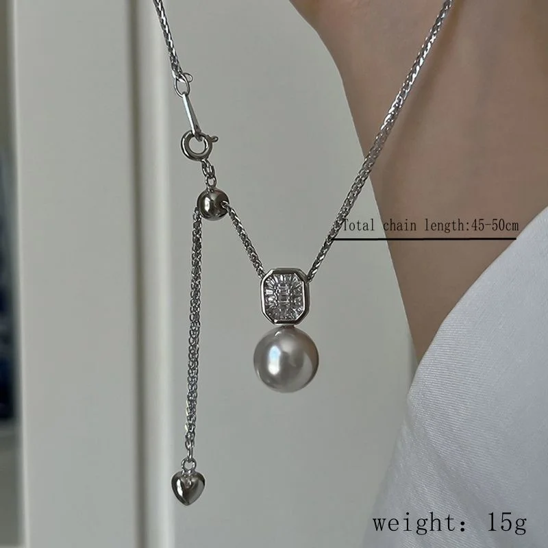 Necklaces Fashion Tips-Sterling Silver Elegant Geometric Pearl Pendant Necklace