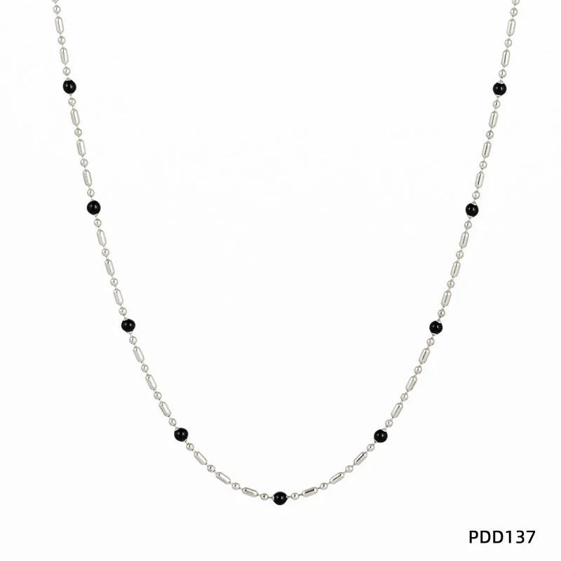 Pdd137 Necklace Silver + Dazzling Black