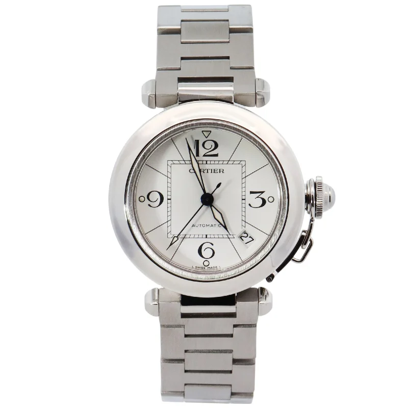 Watches For Adults-Cartier Pasha 35mm White Dial Watch Ref# W31015M7